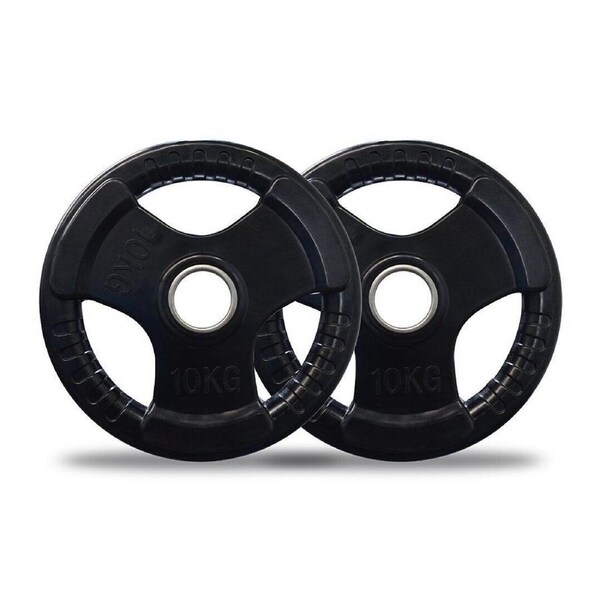 Olympic Rubber Coated Cast Iron Weight Plate Set 2 x 10kg