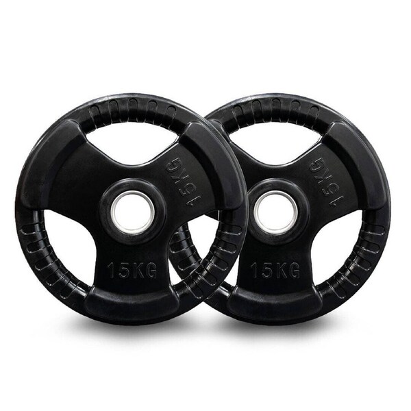 Olympic Rubber Coated Cast Iron Weight Plate Set 2 x 15kg