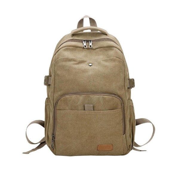 Vintage Durable Canvas Backpack Rucksack Laptop Notebook School Travel Unisex Khaki