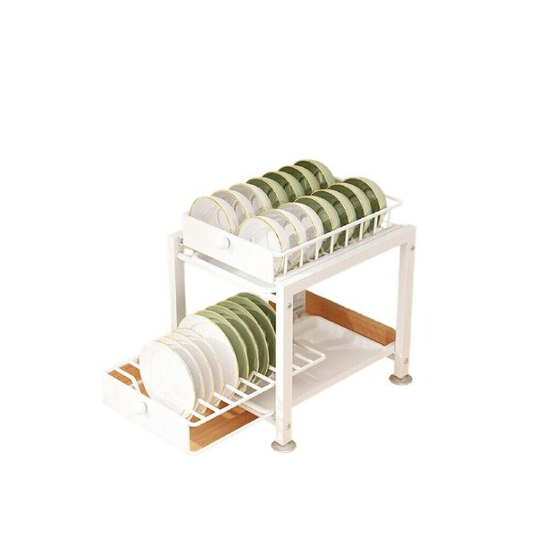 Pantry And Kitchen Organiser in Stainless Steel - 2 Tier White