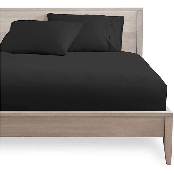 Ultra Soft Deep Fitted Sheet Set Pillowcases Single Double Queen King - Black Double