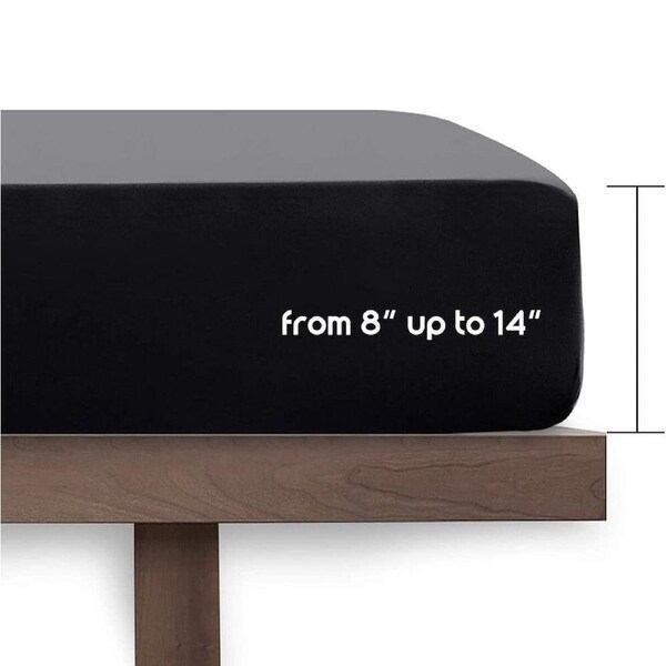 Ultra Soft Deep Fitted Sheet Set Pillowcases Single Double Queen King - Black King