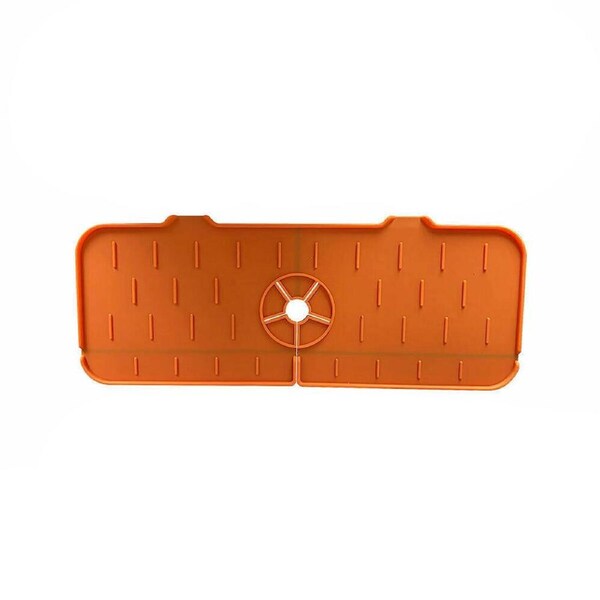 Kitchen Faucet Sink Splash Guard Silicone Faucet Water Catcher Drying Mat Pad - Round Orange