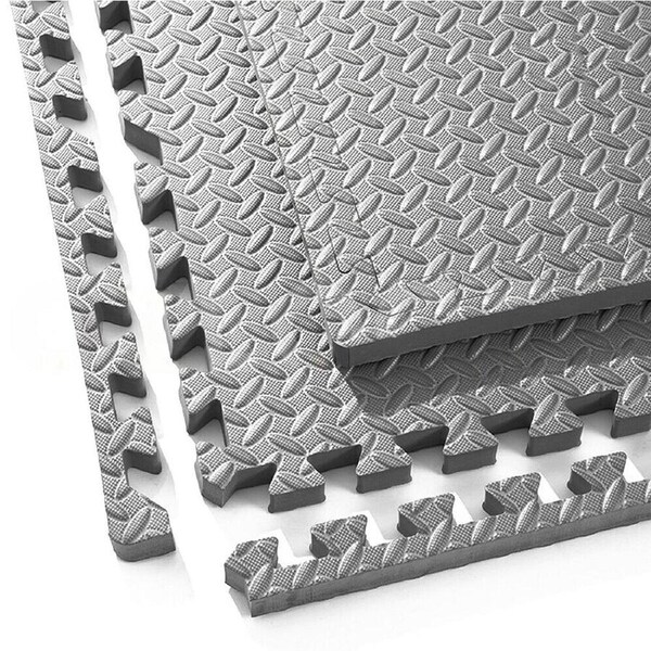 EVA Foam Mat Gym Floor Mats Interlocking Heavy Duty Puzzle - 4pcs Grey