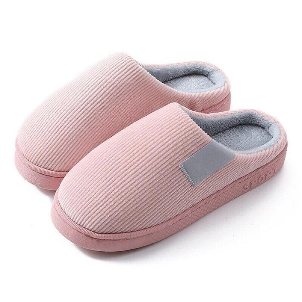 Women Men Winter Slipper Warm Plush Lined Anti-Slip Home Indoor Slippers Slides - Pink 36-37 or 22.5-23cm