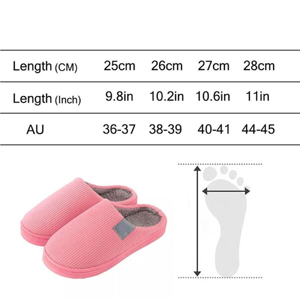 Women Men Winter Slipper Warm Plush Lined Anti-Slip Home Indoor Slippers Slides - Pink 38-39 or 23.5-24cm