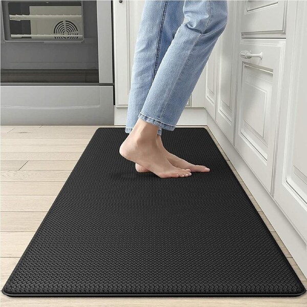 Kitchen Door Mat Non-Slip Waterproof Home Floor Rug Carpet Anti-Oil Easy Clean - Black 45 x 120cm