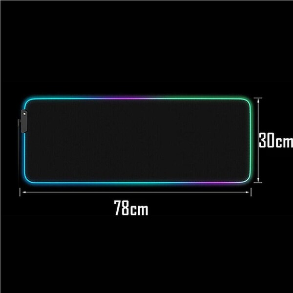 LED Gaming Mouse Pad Large Extended Ultra Thick Rubber Waterproof Anti-Slip Mat 78 x 30cm
