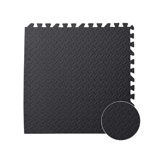 EVA Foam Mat Interlocking Heavy Duty Gym Flooring Floor Mat Tiles Black Grey - 4pcs Black