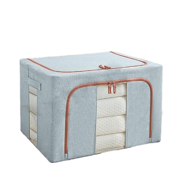 Foldable Storage Box Crushed Steel Frame Clothes Quilt Toys Organizer - Blue 66L