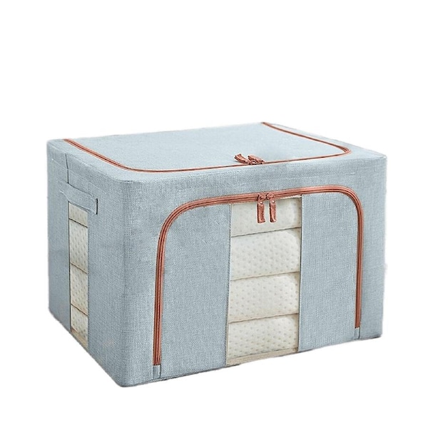 Foldable Storage Box Crushed Steel Frame Clothes Quilt Toys Organizer - Blue 100L