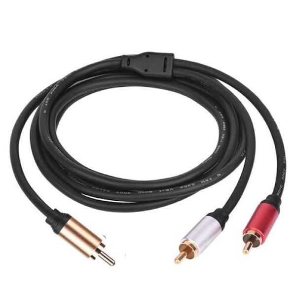 Premium 1 RCA to 2 RCA Subwoofer Audio Cable Y Splitter Cord Lead Gold Plated 5m