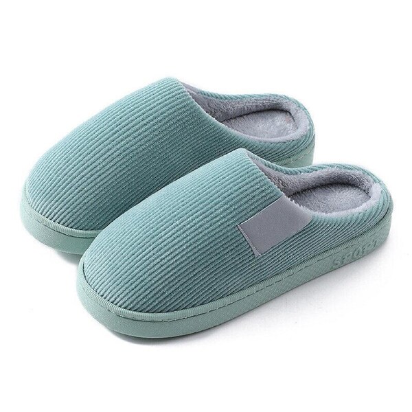 Women Men Winter Slipper Warm Plush Lined Anti-Slip Home Indoor Slippers Slides - Green 40-41 or 24.5-25cm
