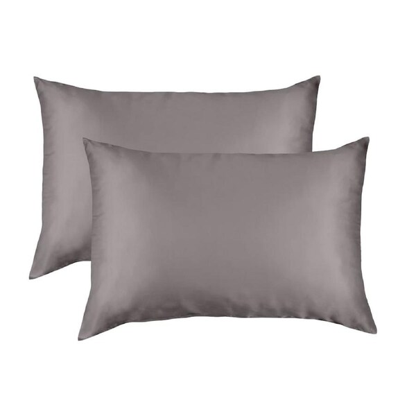 Comfortable Mulberry Soft Silk Hypoallergenic Pillowcase Twin Pack Charcoal