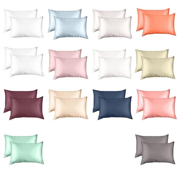 Comfortable Mulberry Soft Silk Hypoallergenic Pillowcase Twin Pack Silver