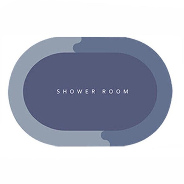 Floor Mat Non-Slip Diatom Mud Bathroom Shower Kitchen Mat Balcony Carpet Rug - Blue Elliptic 40 x 60cm