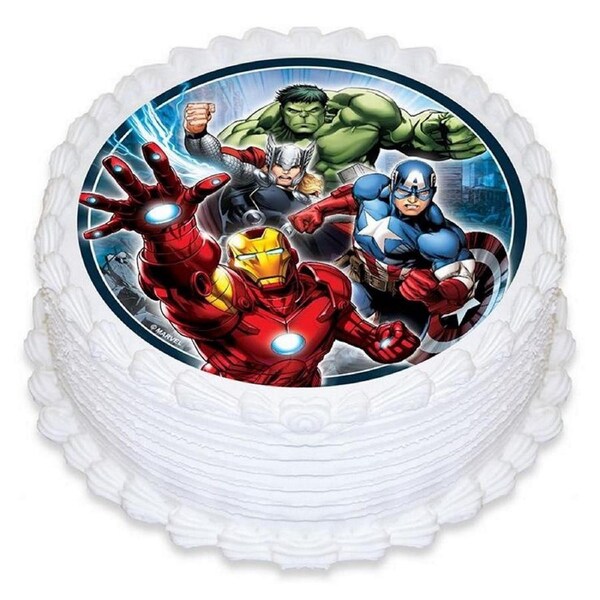 Avengers Round Edible Icing Cake Decoration