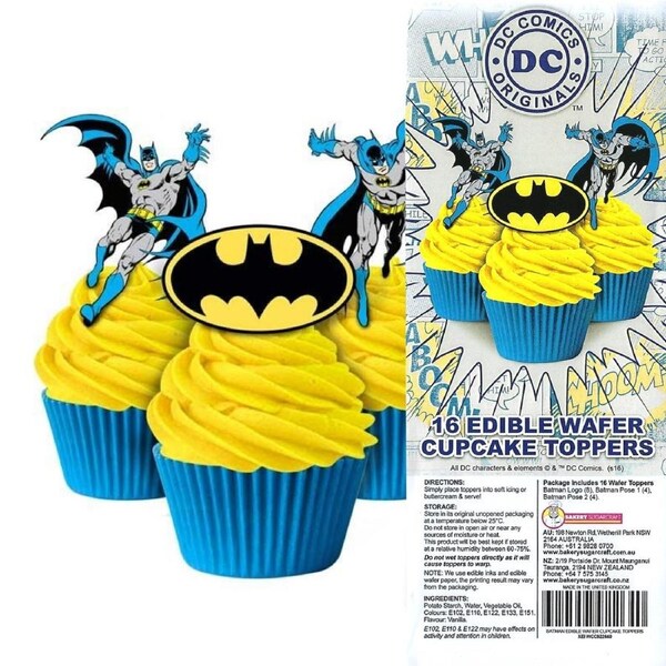 Batman Edible Wafer Cupcake Toppers (Pack of 16)