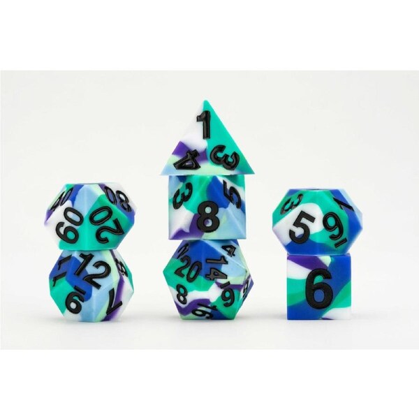 MDG 16mm Pride Sharp Edge Silicone Rubber Poly Dice Set: Gay Men