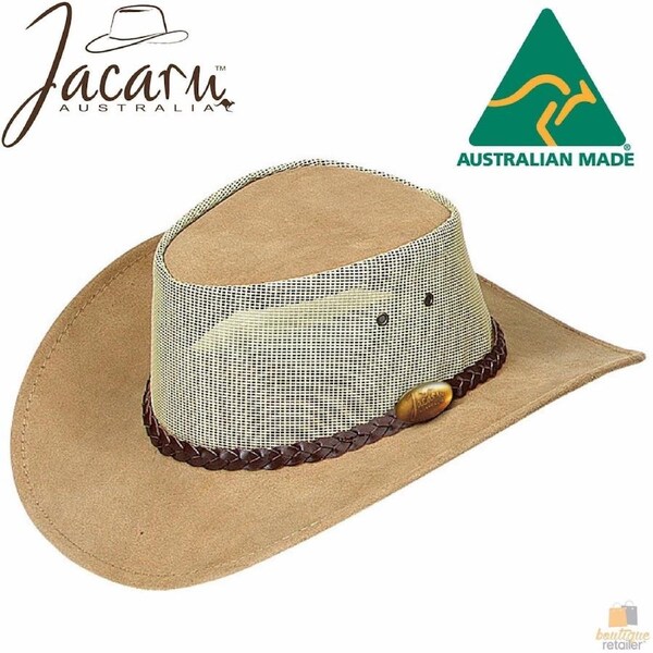 JACARU Summer Breeze Squashy Cooler Suede Leather Hat Brim Vented Mesh 1019 X-Large (60/61cm)