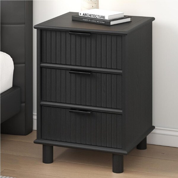 Sorrento 3 Drawer Side Table - Woodgrain Black