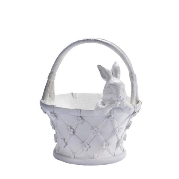 Luxe White Bunny In Basket 27cm