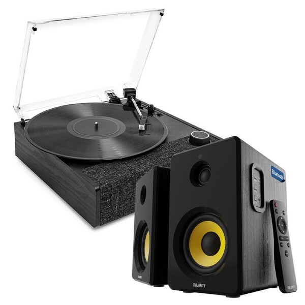 Victrola Eastwood II Turntable - Black + Bundled Majority D40X Bluetooth Speakers