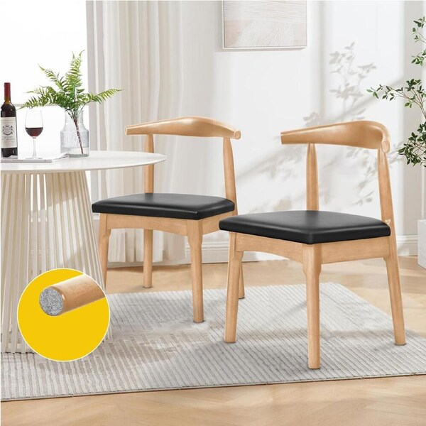 ALFORDSON Set of 2 Dining Chairs Wood PU Leather Seat Oak