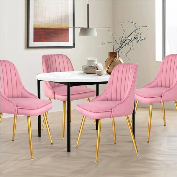 ALFORDSON Dining Chairs Velvet Pink x4