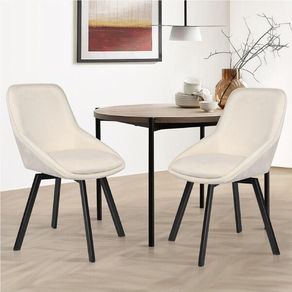 1 Set of 2 ALFORDSON Dining Chairs Velvet Beige