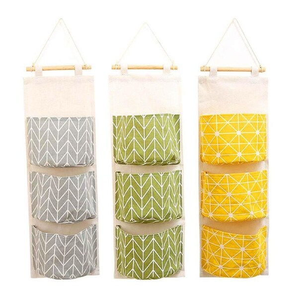 3pcs Wall Hanging Storage Bag Over The Door Closet Organizer Hanging Pocket