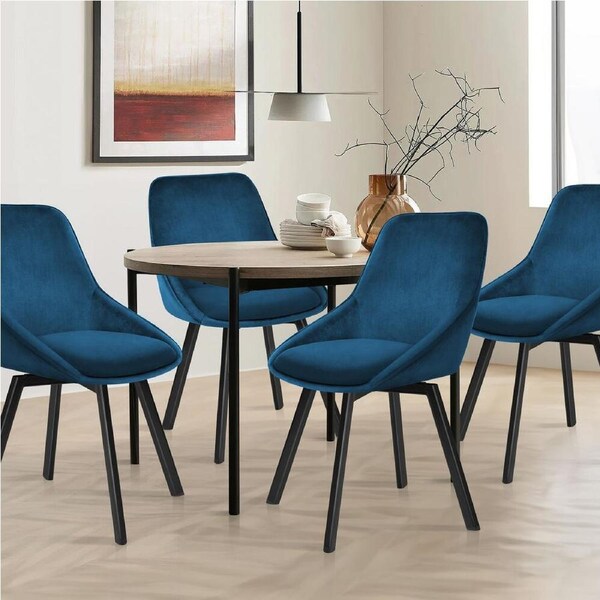 ALFORDSON Set of 4 Dining Chairs Swivel Velvet Blue
