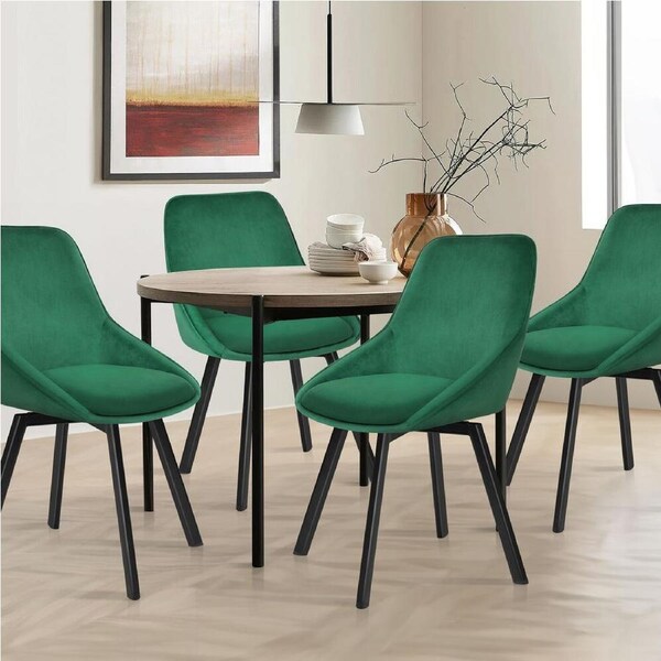 ALFORDSON Set of 4 Dining Chairs Swivel Velvet Green