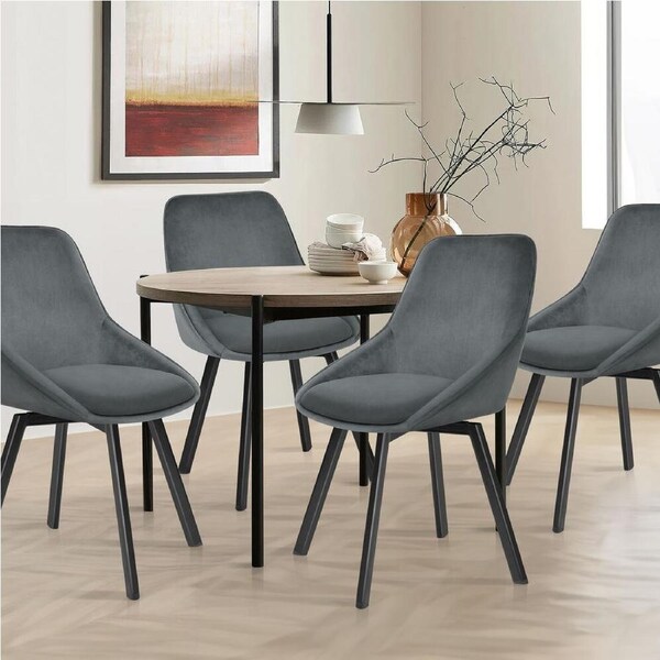 ALFORDSON Set of 4 Dining Chairs Swivel Velvet Grey