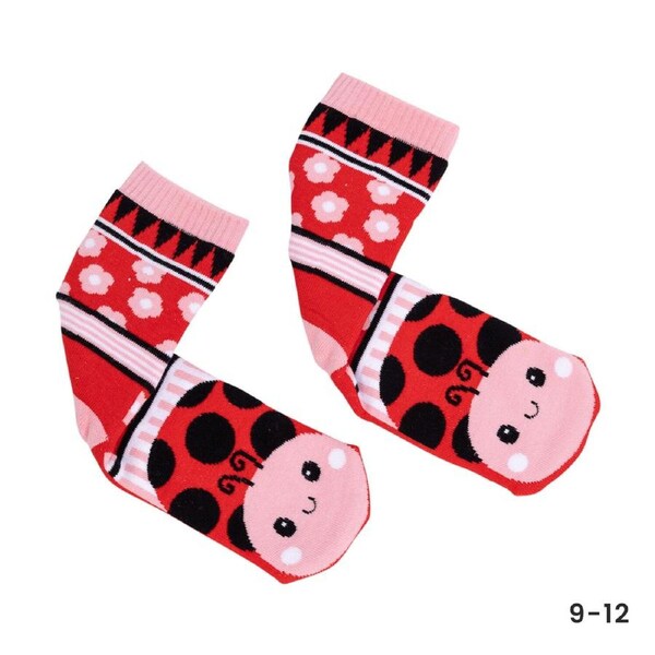 Lolly Kicks Kids Socks Medium (9-12) Ladybug LLK007B