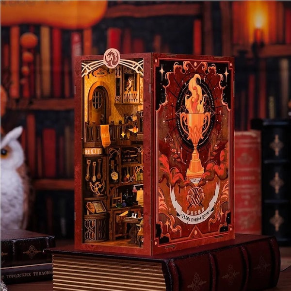 Cutebee Flame Common Room DIY Book Nook Kit Miniature Dollhouse