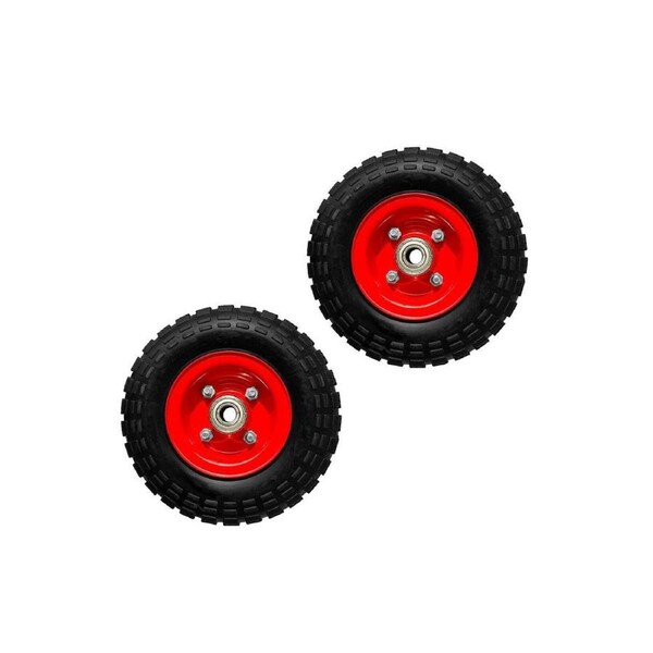 2 x 10 Inch Hand Trolley Wheel Solid Wheels Non-flat 3.50-4 Heavy Duty Double Hub