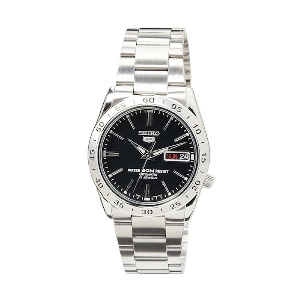 Seiko 5 Automatic Black Dial Silver Steel Case Band SNK SNKE01K1 Men's Watch