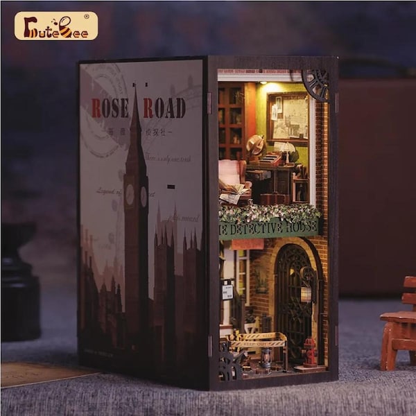 Cutebee Rose Detective Agency DIY Book Nook Kit Miniature Dollhouse
