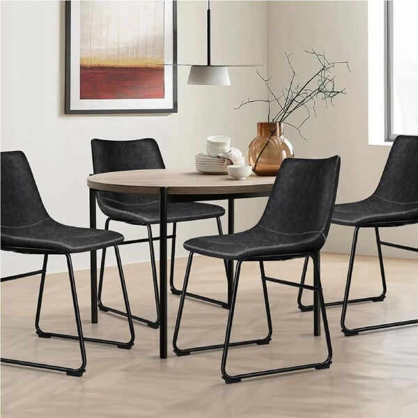 ALFORDSON Set of 4 Dining Chairs PU Leather Black