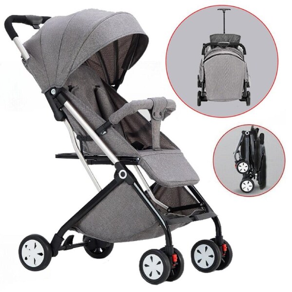 OZNALA Baby Kids Stroller Lightweight Compact Foldable Travel Pram Multicolor Trolley Grey