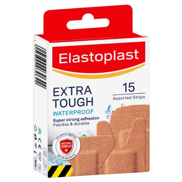 Elastoplast Extra Tough Waterproof Plaster Assorted 15 Pack