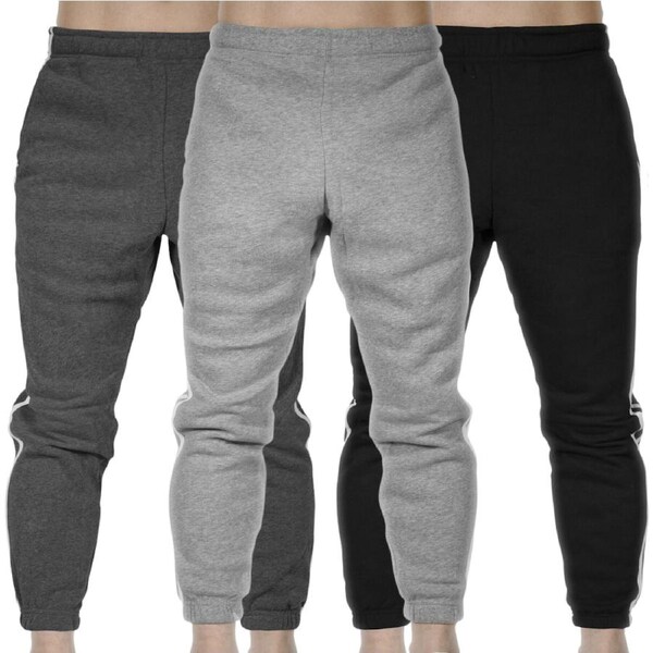 3x Mens Fleece Skinny Track Pants Jogger Gym Casual Sweat Warm - Assorted Colours L