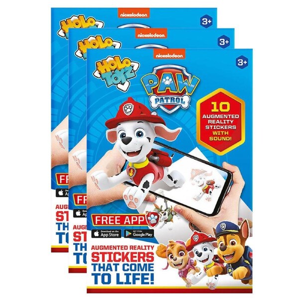 3x 10pc Holotoyz HoloArtz Paw Patrol Augmented Reality Stickers Kids Art 3y+