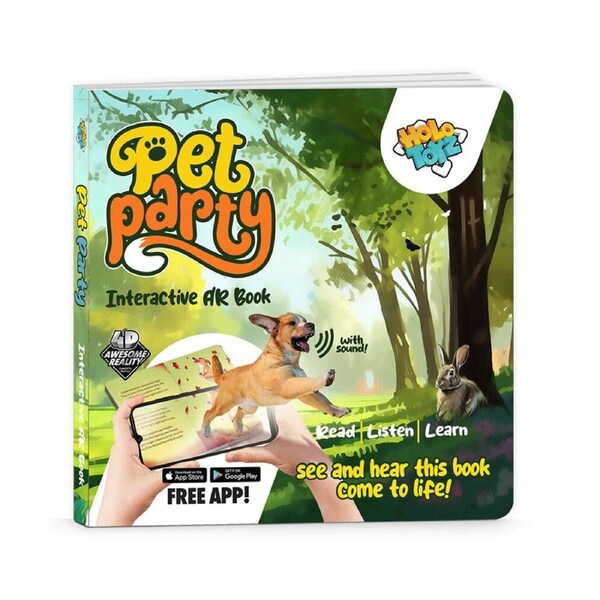HoloToyz Pet Party Kids/Child Fun Educational Reading Interactive AR Book 3y+