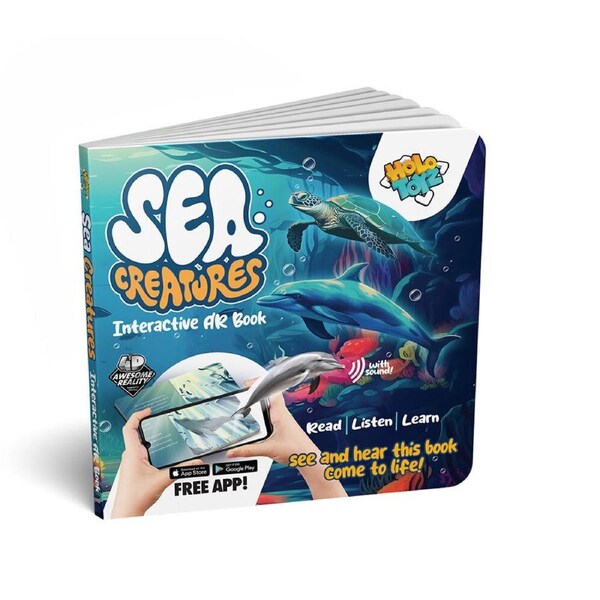 HoloToyz Sea Creatures Kids Fun Educational Reading Interactive AR Book 3y+
