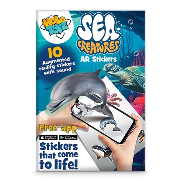 HoloToyz Sea Creatures AR 10 Stickers Educational Kids Craft Art Kit 8y+