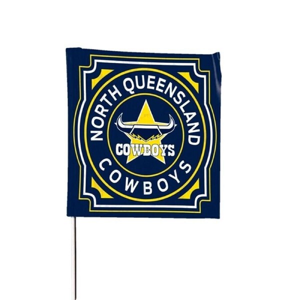 NRL Square Flag - North Queensland Cowboys - Supporter Flag With Pole- 70 x 70cm