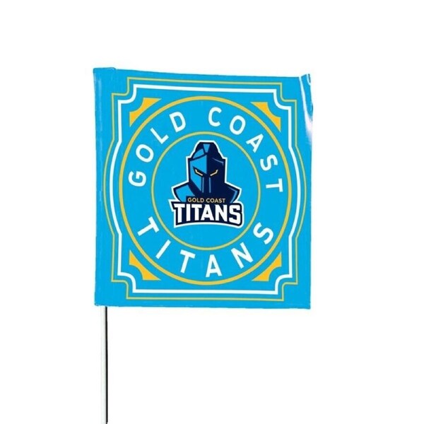 NRL Square Flag - Gold Coast Titans - Supporter Flag With Pole - 70 x 70cm
