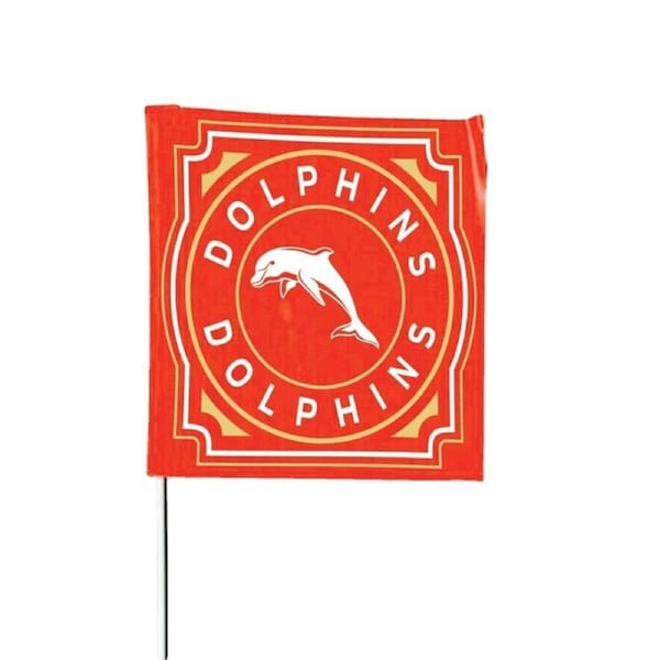 NRL Square Flag - Dolphins - Supporter Flag With Pole - 70 x 70cm